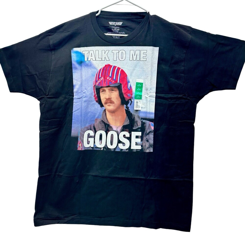 Top Gun Talk to me Goose Men's Slogan T Shirt Fighter Pilot Size XL 46/48